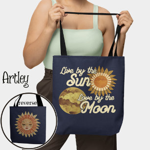 Bohemian Boho Folk Art Moon Zon Hemelse Marine Draagtas