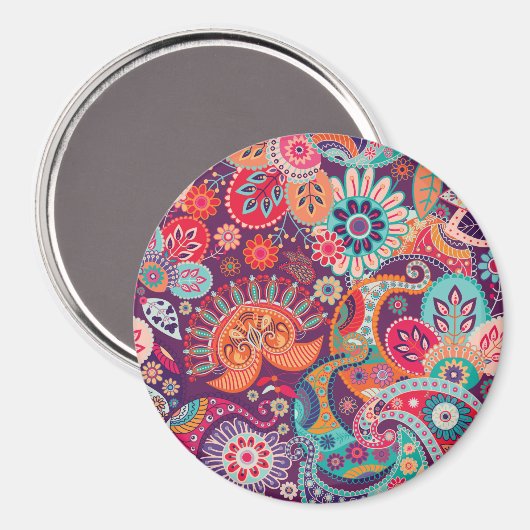 Bohemian Boho MOD Hippy Chic Flower Pattern Magneet (Voorkant / Achterkant)
