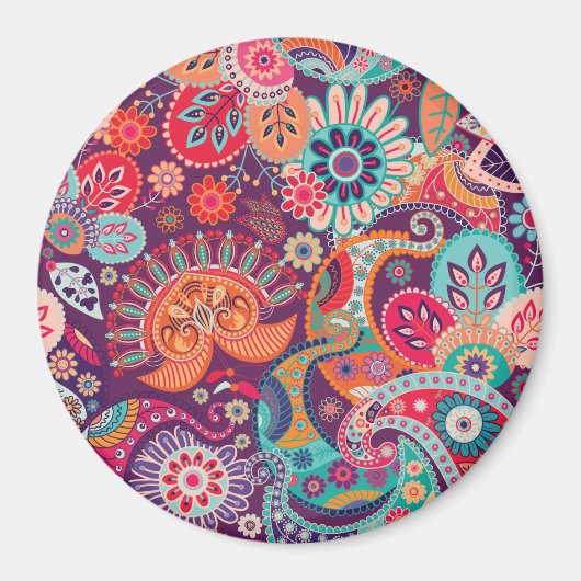 Bohemian Boho MOD Hippy Chic Flower Pattern Magneet (Voorkant)