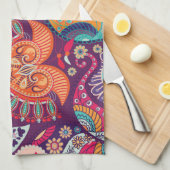 Bohemian Boho MOD Hippy Chic Flower Pattern Theedoek (Quarter Fold)