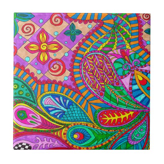 Bohemian Boho MOD Pattern Tegeltje (Voorkant)