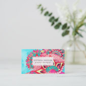 Bohemian boho red blue floral paisley visitekaartje (Staand voorkant)