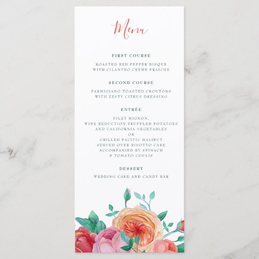 Bohemian Bold Floral Wedding Menu (Voorkant)