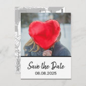 Bohemian Bold Moderne Foto Wit Bewaar de Datum Briefkaart (Voorkant / Achterkant)