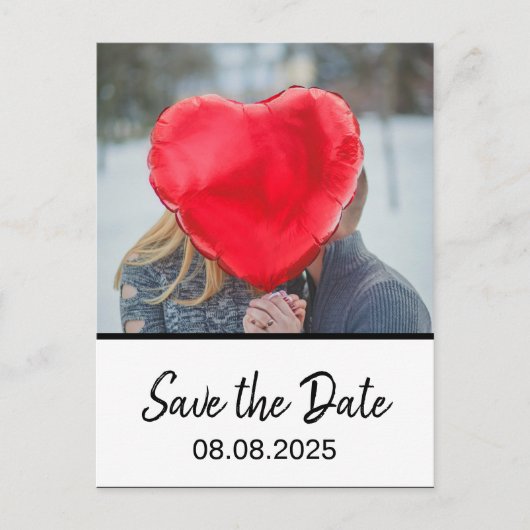 Bohemian Bold Moderne Foto Wit Bewaar de Datum Briefkaart (Voorkant)