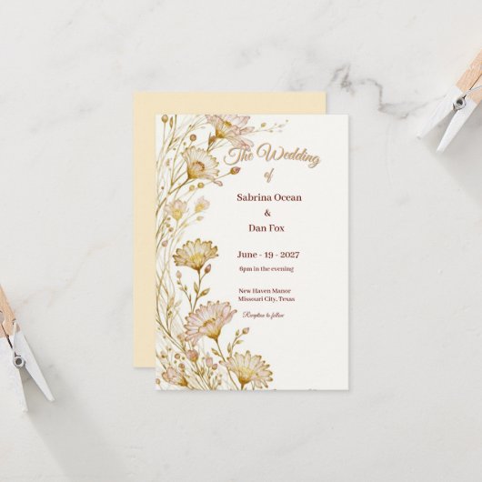Bohemian, botanical style Invitation (Devant/Arrière en situation)