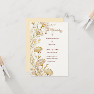 Bohemian, botanical style Invitation Kaart
