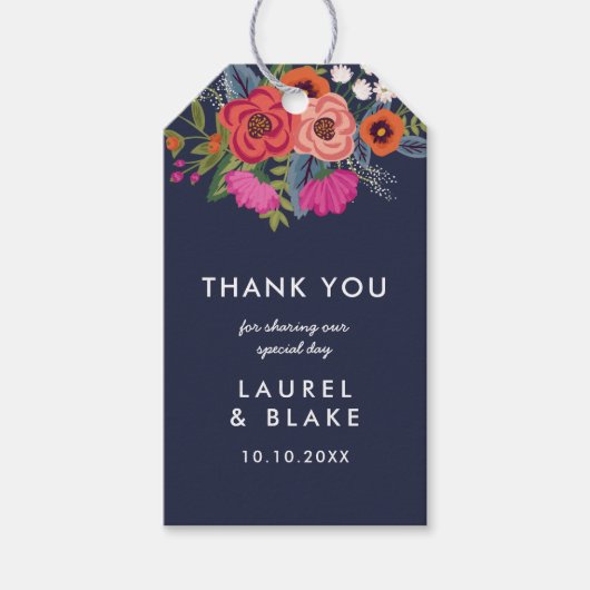Bohemian Bouquet - Navy Blue - Hartelijk dank Cadeaulabel (Voorkant)
