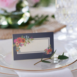 Bohemian Bouquet - Navy Blue - Names Wedding Date