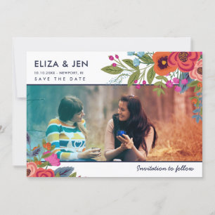 Bohemian Bouquet Photo Save the Date