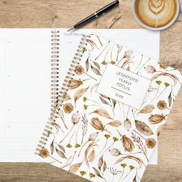 Bohemian Brown & White Floral  Planner