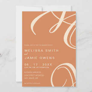 Bohemian Burnt Oranje Modern Minimalist Weddenscha Kaart