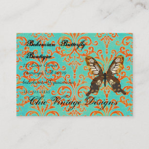 Bohemian Butterfly Boutique Turqoise & Oranje Dama Visitekaartje