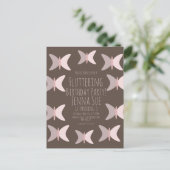 Bohemian Butterfly Pastel Pink Birthday Uitnodigin Briefkaart (Staand voorkant)