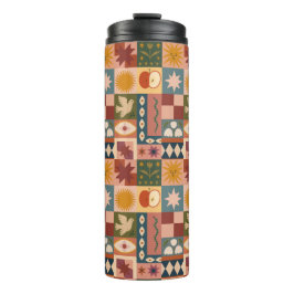 Bohemian Celestial Patchwork with Mystical Symbols Thermosbeker