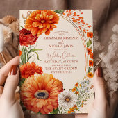 Bohemian Chic Bloemen Terracotta Bruiloft Kaart