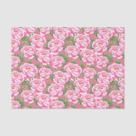 Bohemian Chic Pink Peonies Patroon Tissuepapier (Voorkant)