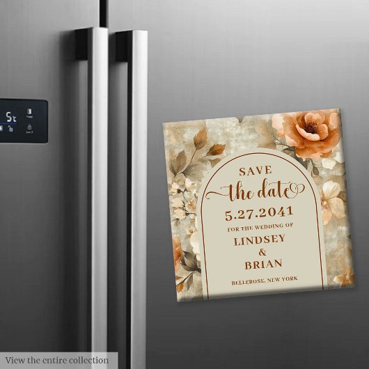 Bohemian Chic Terra Cotta Beige Sage Save the Date Magneet