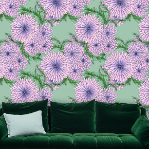Bohemian Chic Zachte Lavendel Lila Bloesems op Mun Behang