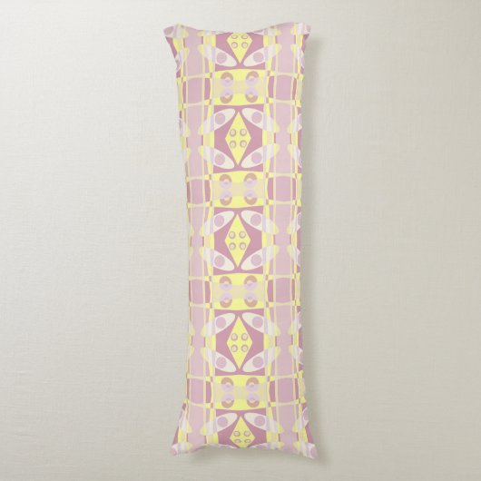 Bohemian Chintz 104 Pastel Geel Stofroze Lichaamskussen (Voorkant Verticaal)