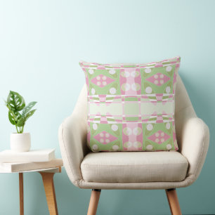 Bohemian Chintz 19 Groen Roze Wit Kussen