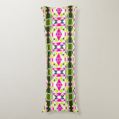Bohemian Chintz 38 Lime Groen Fuchsia Roze Lichaamskussen (Voorkant Verticaal)