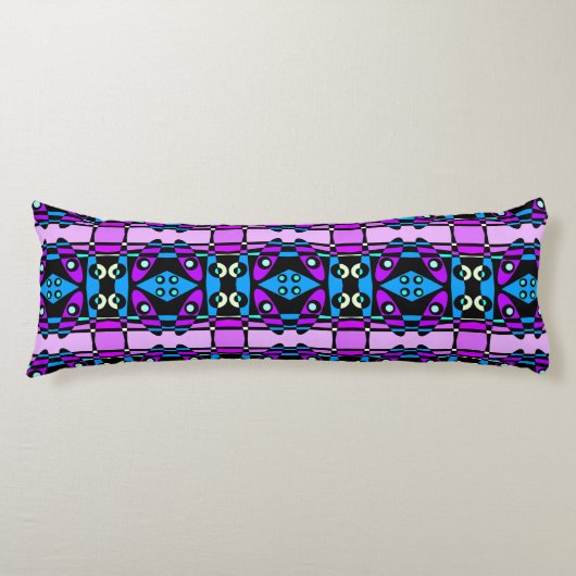 Bohemian Chintz 48 Paarse Blauw Zwart Lichaamskussen (Voorkant)