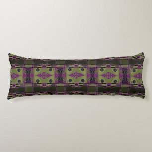 Bohemian Chintz 64 Olive Magenta Zwart Wit Lichaamskussen