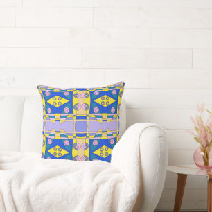 Bohemian Chintz 75 geel roze blauw Kussen