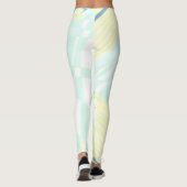 Bohemian Chintz Illustratie Aqua Lemon Blauwgroen Leggings (Achterkant)