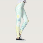 Bohemian Chintz Illustratie Aqua Lemon Blauwgroen Leggings (Rechts)