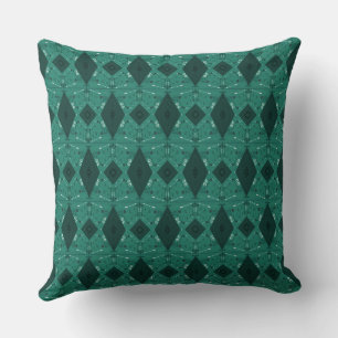 Bohemian Chintz Illustratie Micro Blauwgroen Groen Kussen