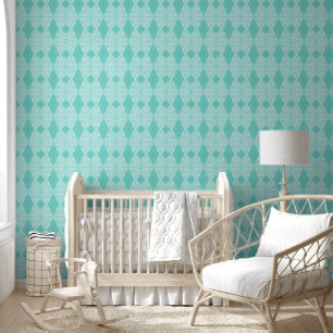 Bohemian Chintz illustratie pastel blauw Behang