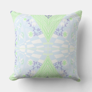 Bohemian Chintz illustratie pastel blauw groen Kussen