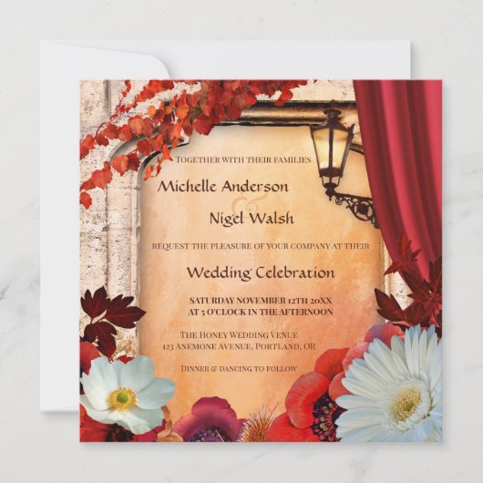 Bohemian Classic Fall Wedding Invitation Kaart (Voorkant)