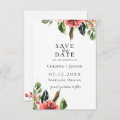Bohemian Coral Floral Save the Date Aankondiging (Voorkant / Achterkant)