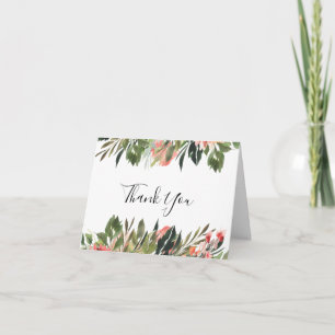 Bohemian Coral Floral trouwfoto dank u kaart