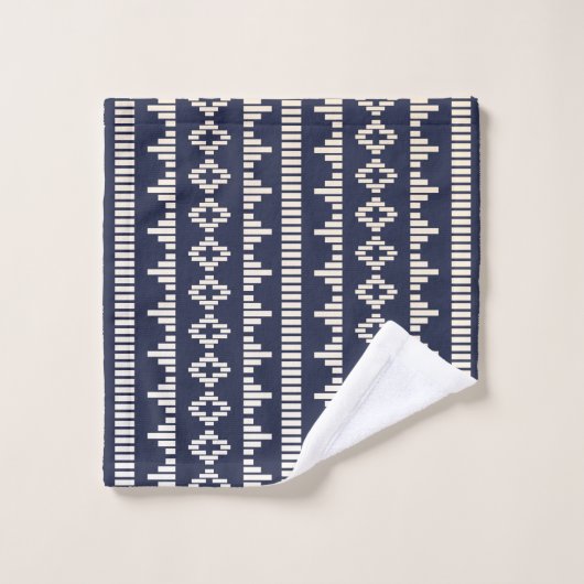 Bohemian Cream Geometric & Navy Bad Handdoek (Wasdoekje)