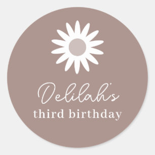 Bohemian Daisy Birthday Ronde Sticker