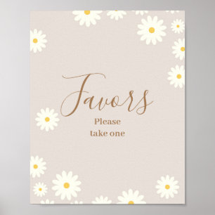 Bohemian Daisy Floral Baby shower Favor Sign Poster