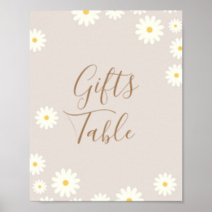 Bohemian Daisy Floral Baby shower Gifts Table Sign Poster