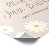 Bohemian Daisy Floral Birthday Affiche de bienvenu (Coin)