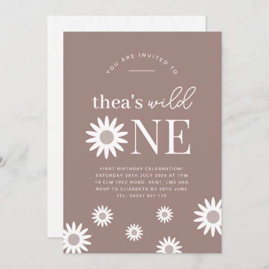 Bohemian Daisy Wild Uitnodiging van één dag (Voorkant / Achterkant)