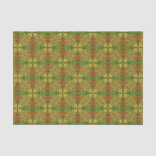 Bohemian Damask in Green Yellow Sinaasappel Tissuepapier