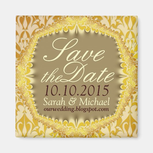Bohemian  Damask Lace Save the Date Magnet Magneet (Voorkant)