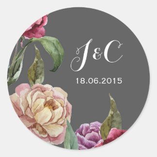 Bohemian Dark Floral bruiloft uitnodiging Stickers