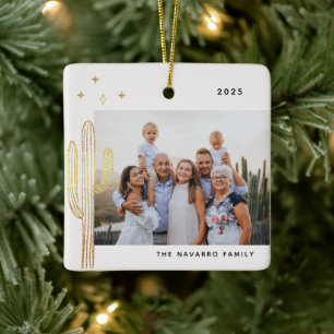 Bohemian Desert Cactus Photo Ceramic Ornament