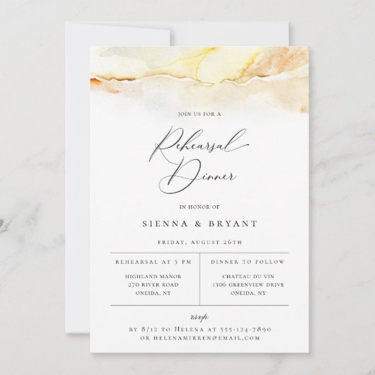 Bohemian Desert Waterverf Rehearsal Dinner Aankondiging (Voorkant)