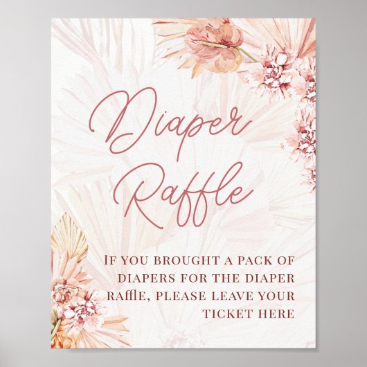 Bohemian Diaper Raffle Boho Baby shower Sprinkle Poster (Voorkant)
