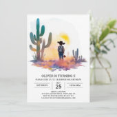 Bohemian digitale cowboy verjaardag kaart (Staand voorkant)